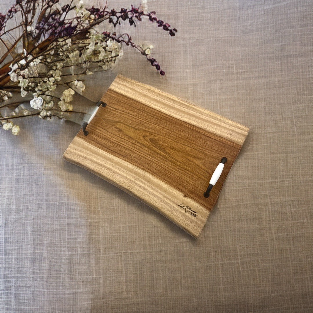 Plateau de service Jatoba avec poignées