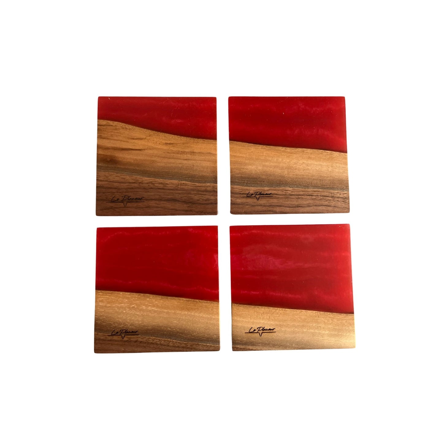 Walnut and red epoxy coasters