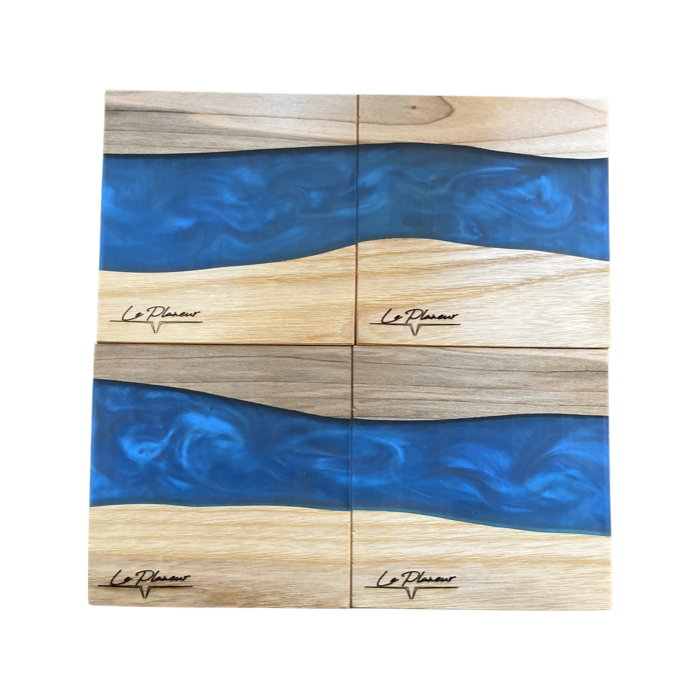 Coaster Maple and Blue Epoxy