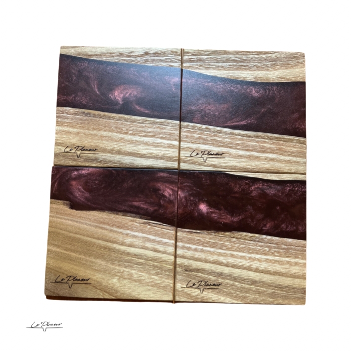 Coaster Catalpa and Wine Red Epoxy